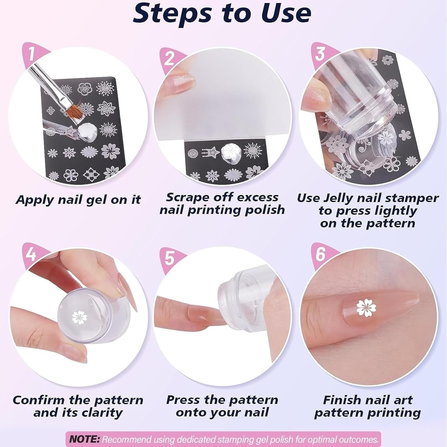 French Nail Stamper, Nail Stamper Kit – 2pcs Nail Art Stamper, Nail Scraper, …