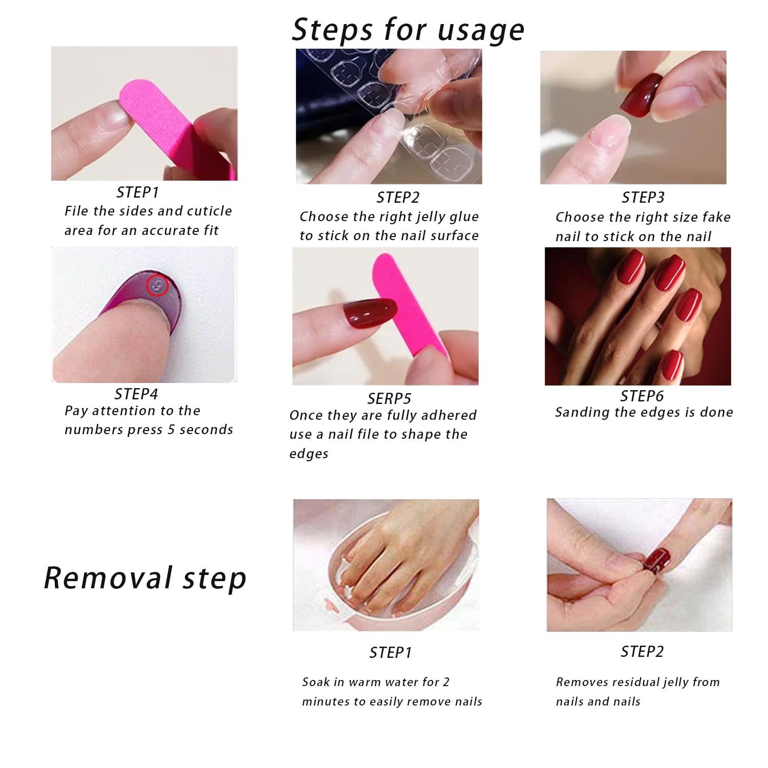 Extra Long Almond Press on Nails White French Tip Fake Multicolor