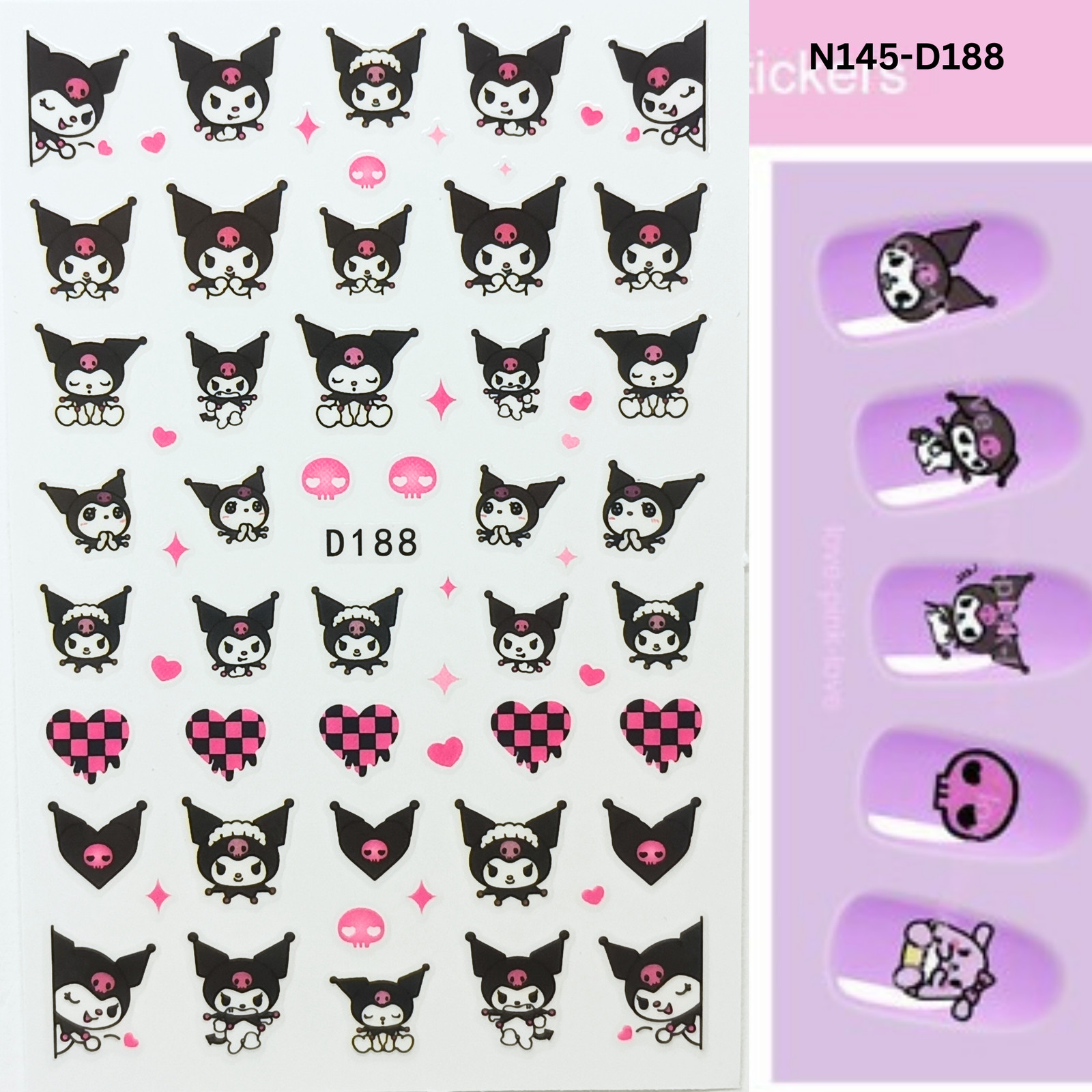Kuromi Nail Decals – Cute Sanrio Cartoon Nail Art Accessories