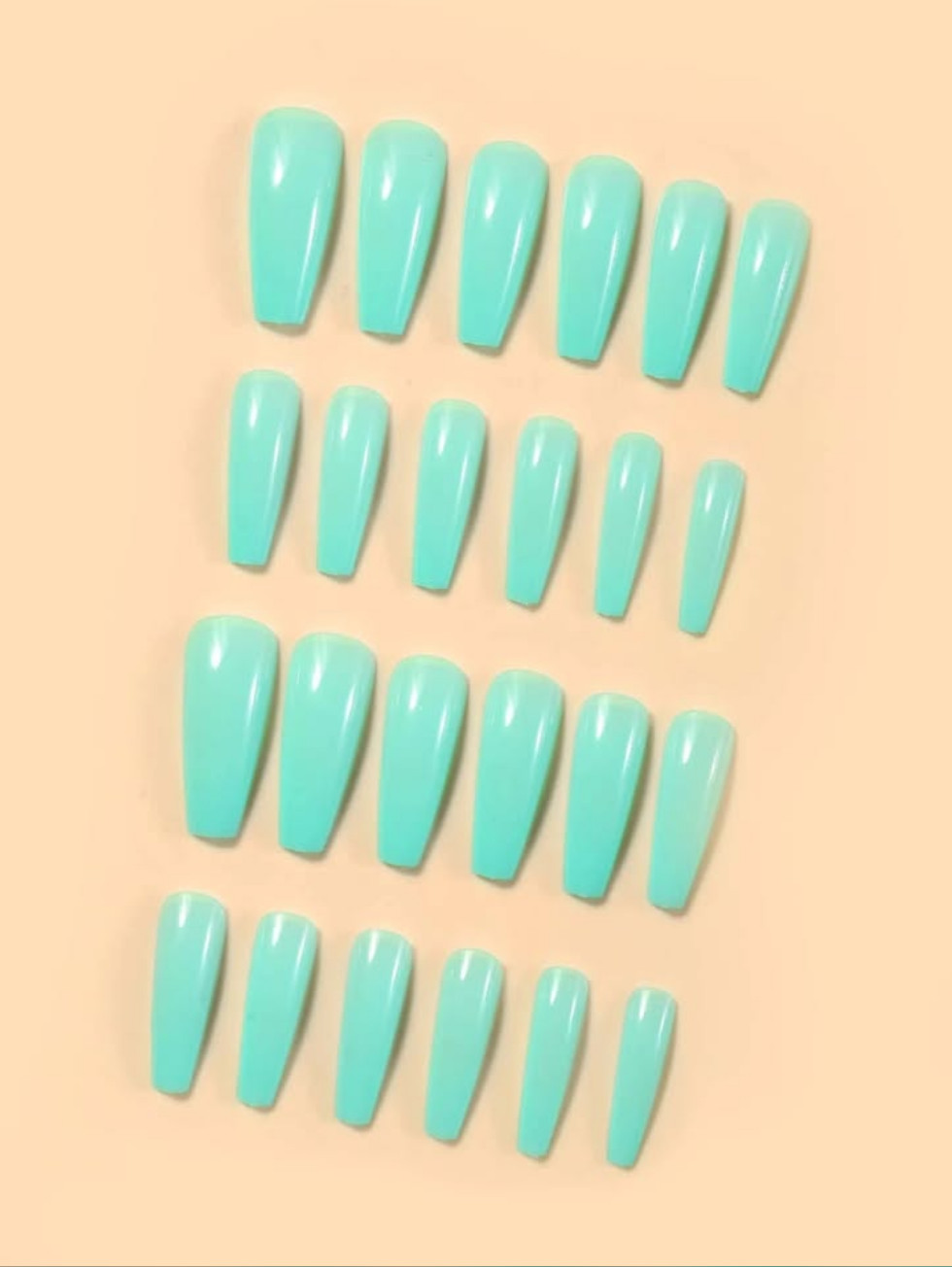 Teal Blue Glossy Press on Nails NEW Long kawaii princess Winter Spring Fashion