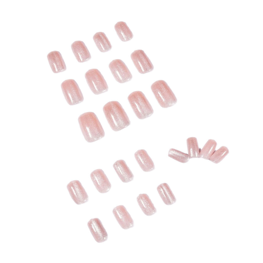 Diamond Cat Eye False Nails Medium Square Press on Nails for Nail Art 24pcs