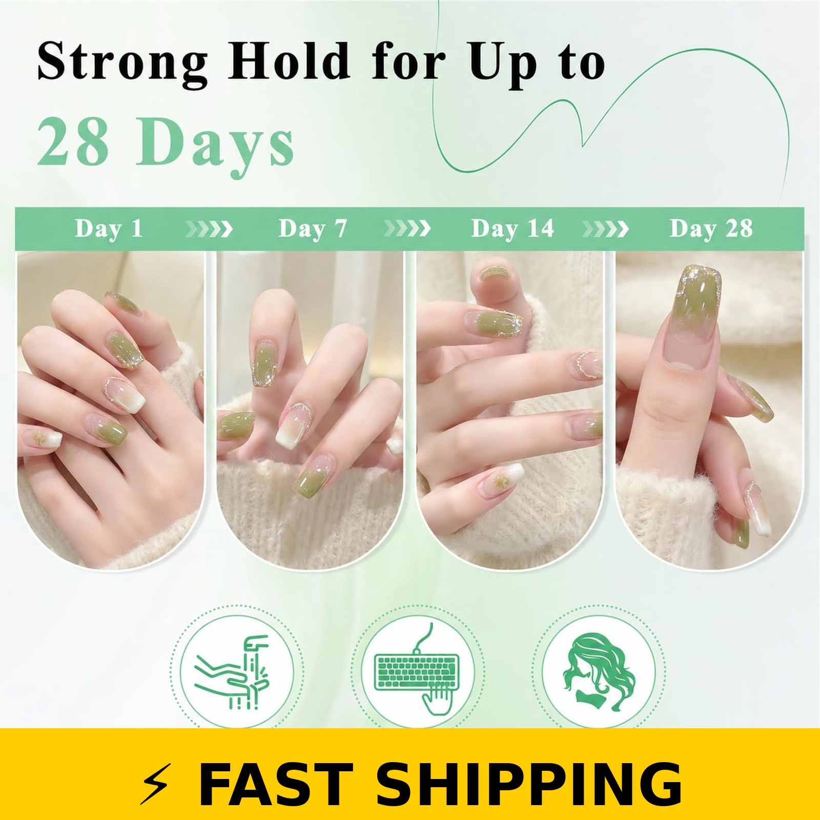 LEYKOSH Nail Glue for Press Ons – Fast-Drying 28+ Days