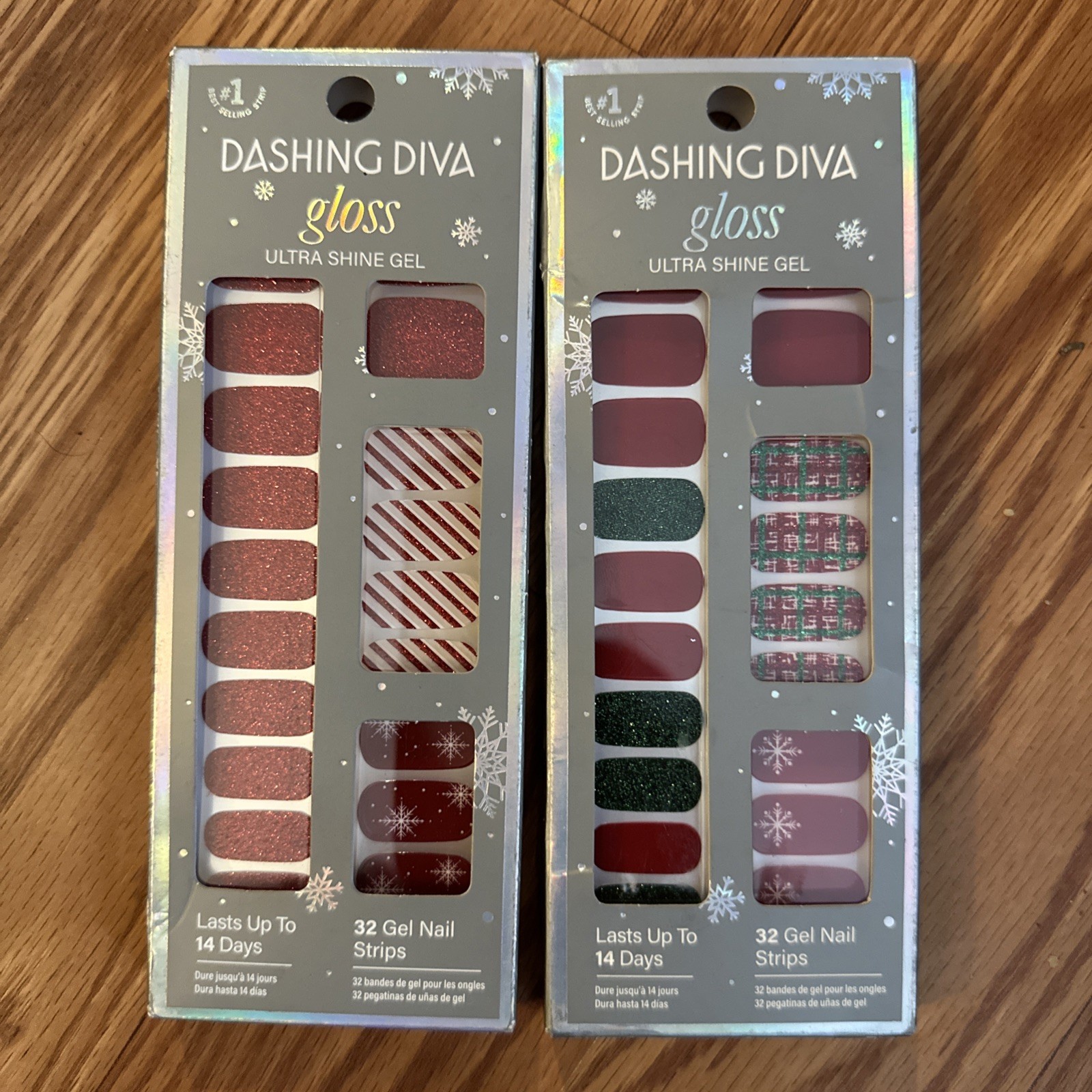 Dashing Diva Gloss Ultra Shine Gel Nail Strips, Dad Plaid, Lot Of 2, 32 Count Ea