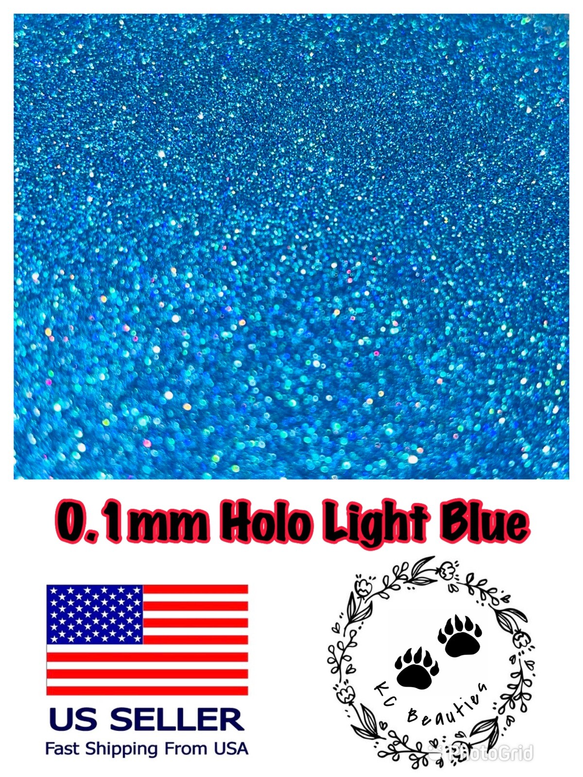 Solvent Resistant Holographic Light Blue Epoxy Resin Nail Art Tumbler 1oz 0.1mm