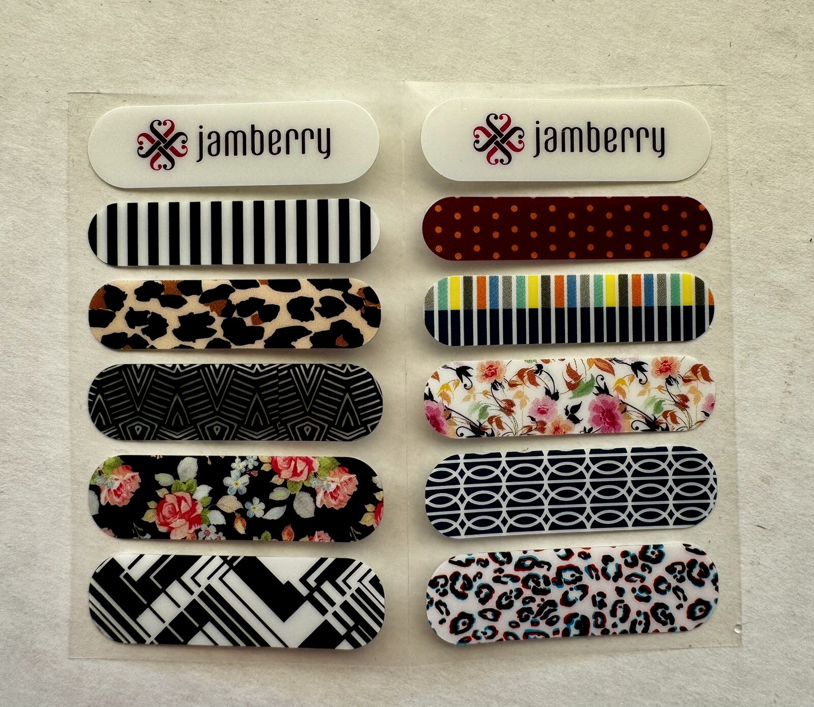 Jamberry 2 Full Sample Sheets Wraps Accent Nails Retired RARE