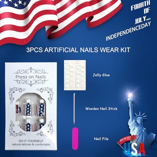 4th of July Press on Toenails Square 4th of July Press on Toenails 3