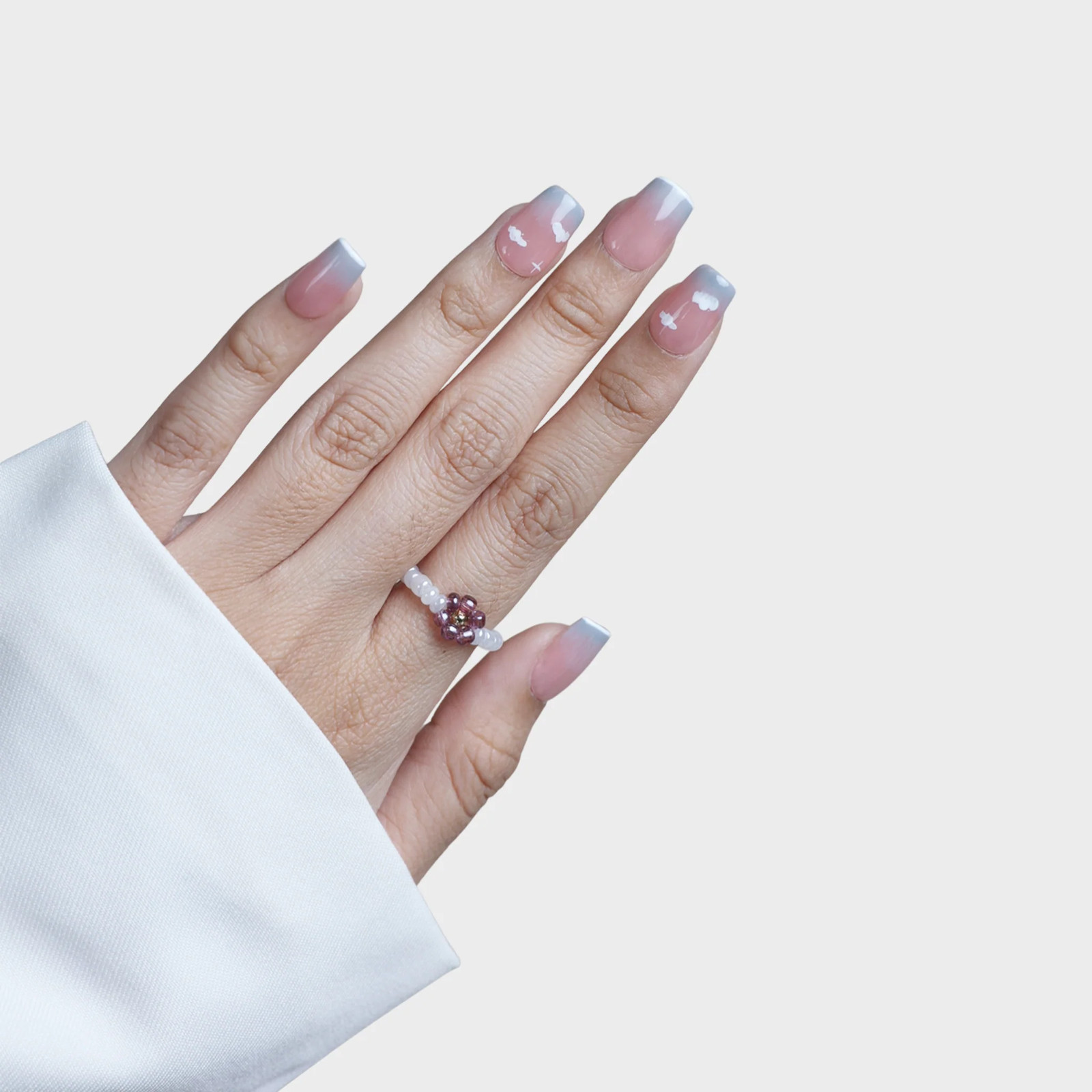 SIYOU Blush Haze Short Squoval Pearl Ombre Press-On Nails 10pc