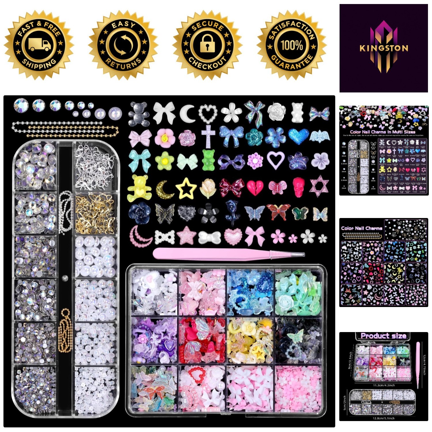 DIY Nail Art Charms Set – Colorful Flowers, Stars & Butterflies for Custom Looks