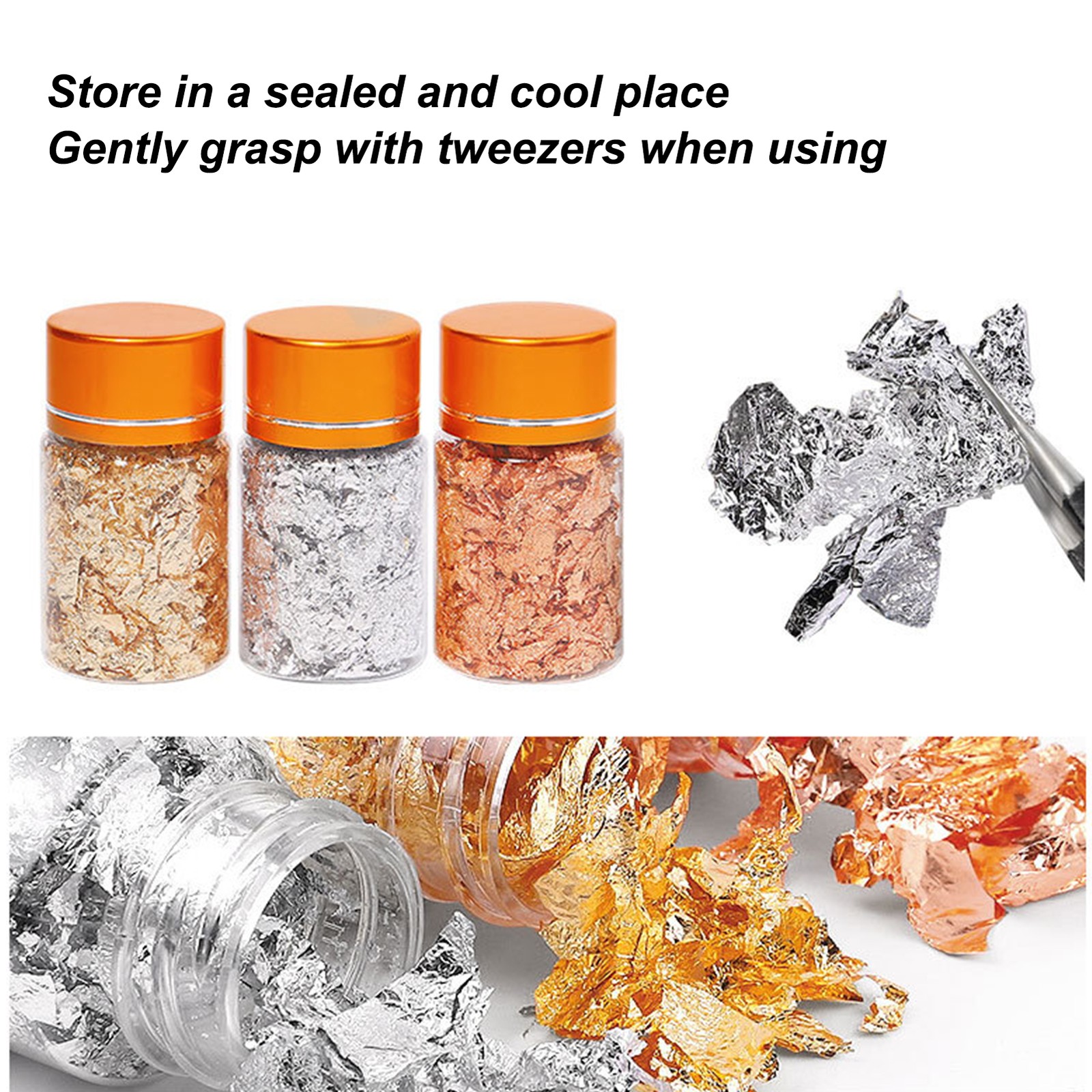 3PCS Gold Foil Flakes Set For Nail Art Painting Crafts Easy To Use