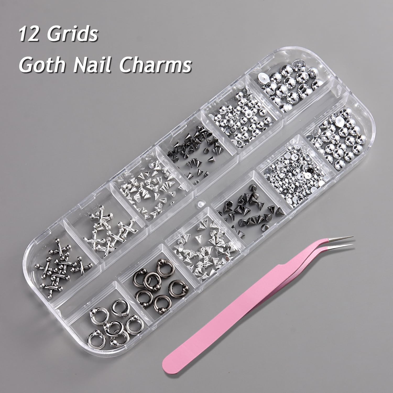 Goth Nail Charms 3D Triangle Spike Rivet Beads Metal Piercings for Nail Art