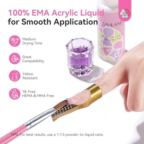 Acrylic Nail Kit with UV Light – HEMA & MMA Free, Nail Drill, 3 Gel Polish Color