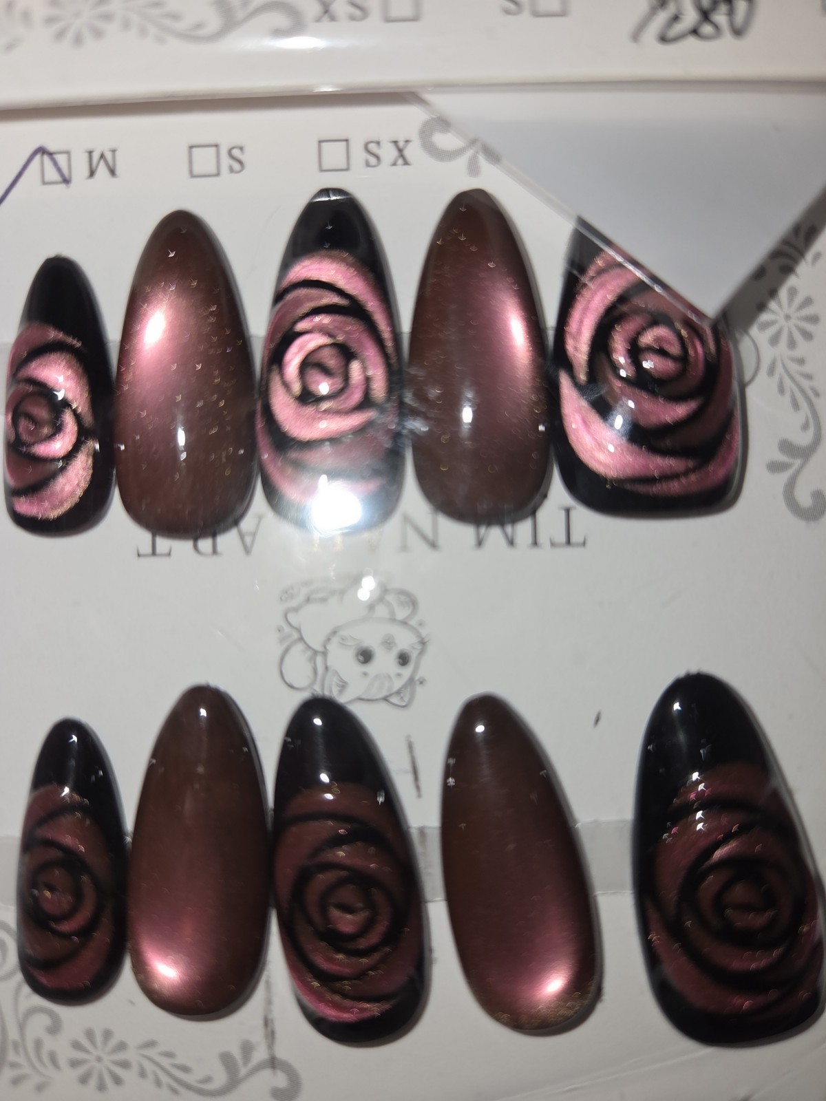 Press On Nails Handmade Medium Short Almonds Bundle Of 10 Each Owe Color Theme