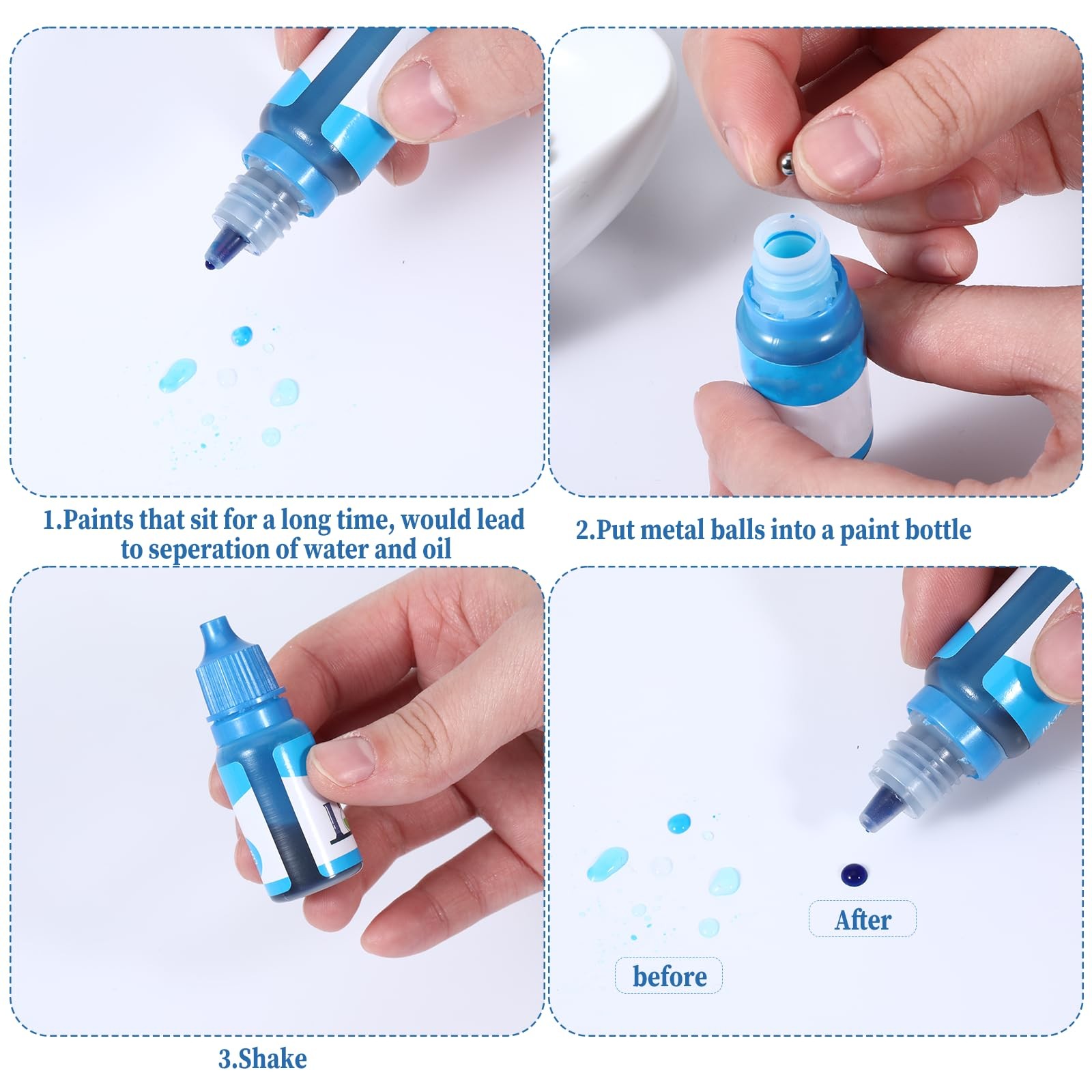 100 PCS Paint Mixing Balls, Metal Balls Stainless Steel Ball Bearings for Model