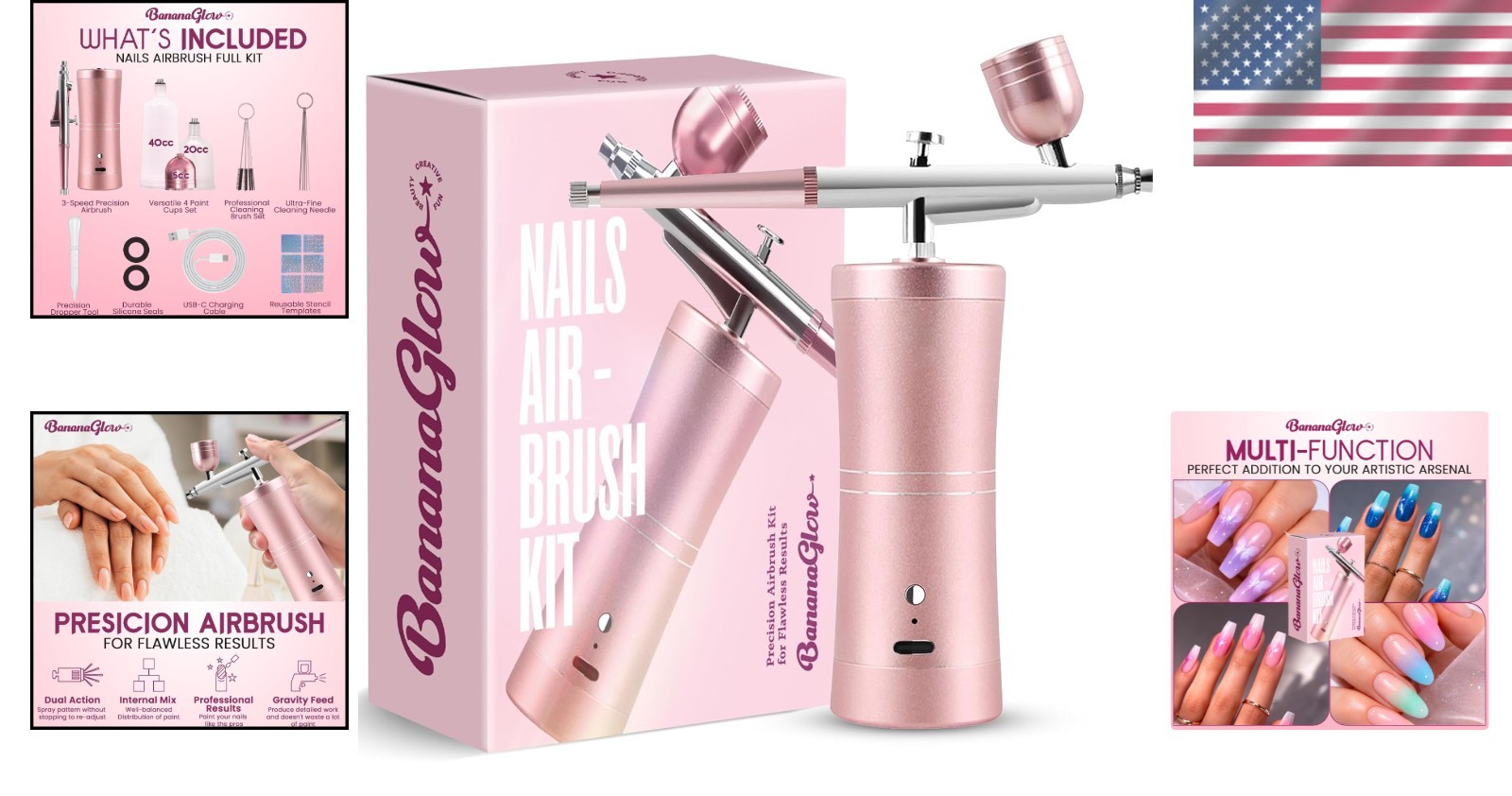 Portable Cordless Nail Art Airbrush Kit – Professional Stencils & Tools Included