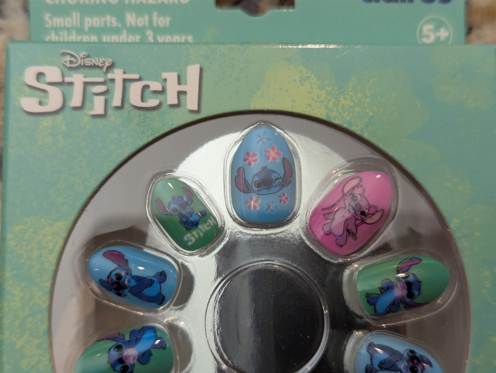 Claire’s Girls Faux Nails Stitch Blue Green Pink 10ct