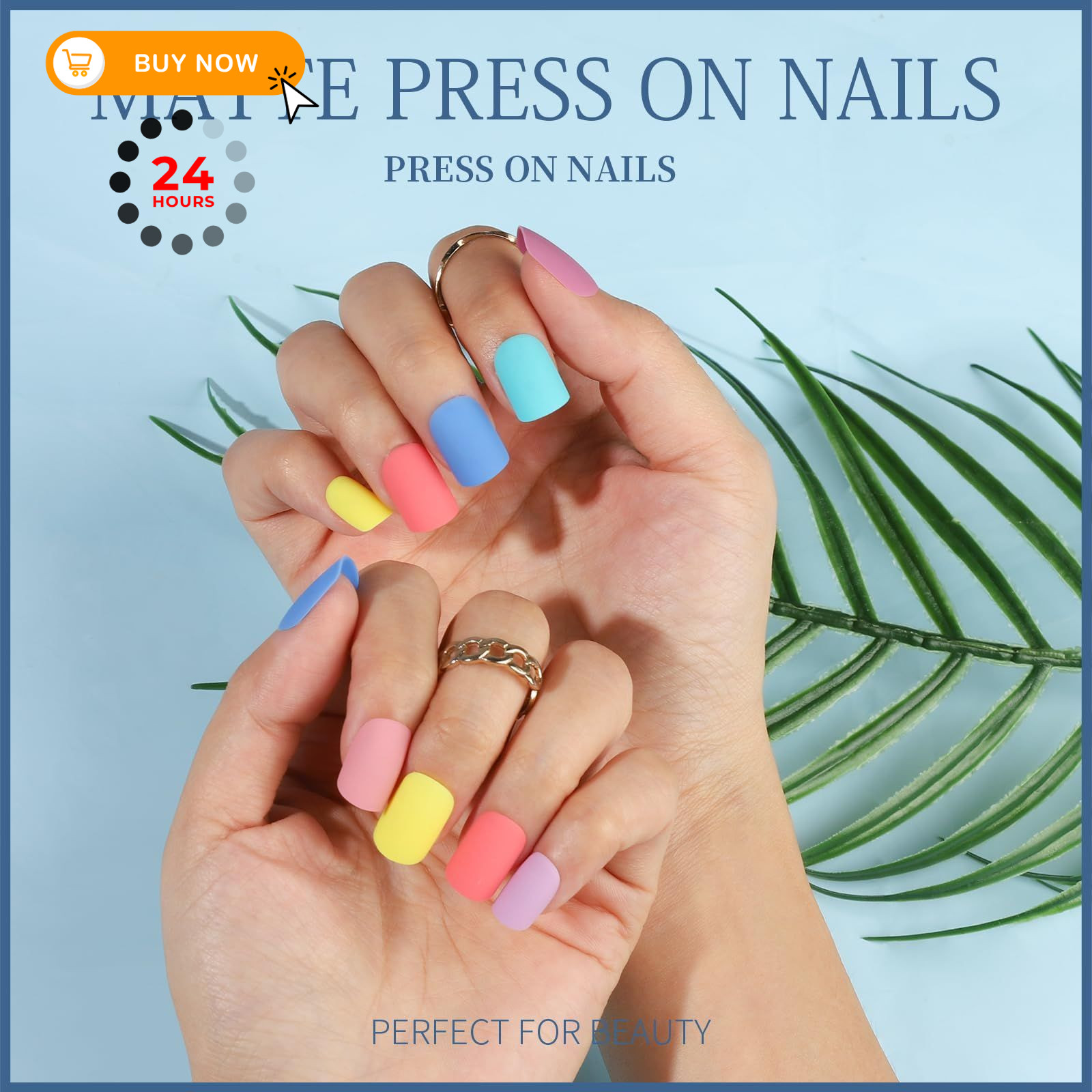 Teenitor 24Pack Short Press On Nails, short nail, matte/glossy/glitter/french