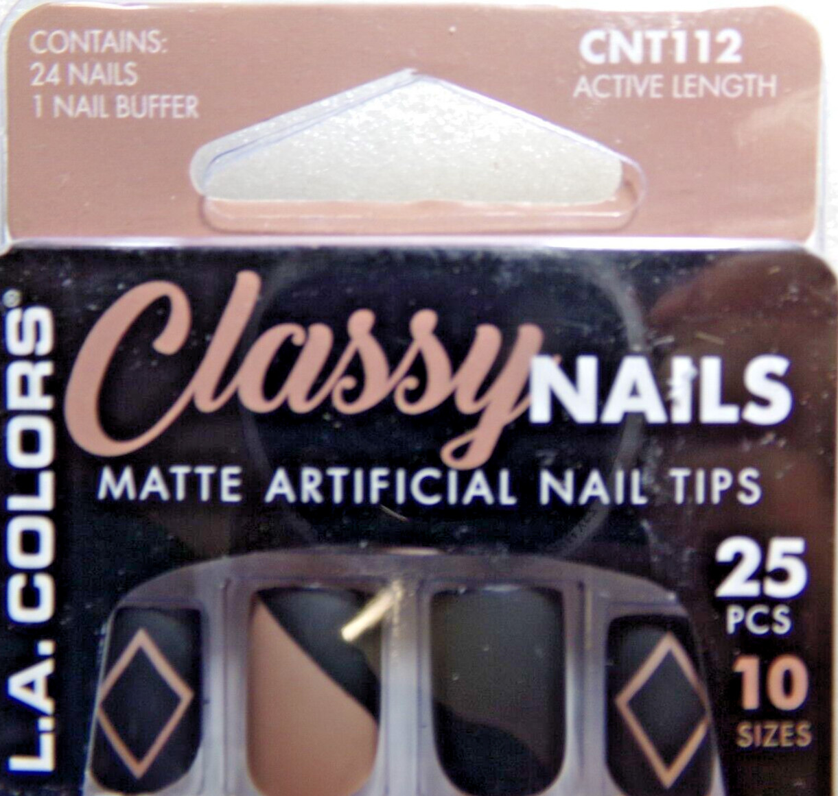 LA Colors Classy Nails, Brown & Black Matte-r GLUE-On Active Short Length