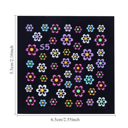 EBANKU 24Sheets Fluorescence Nail Art Stickers Decals 3D Self-Adhesive