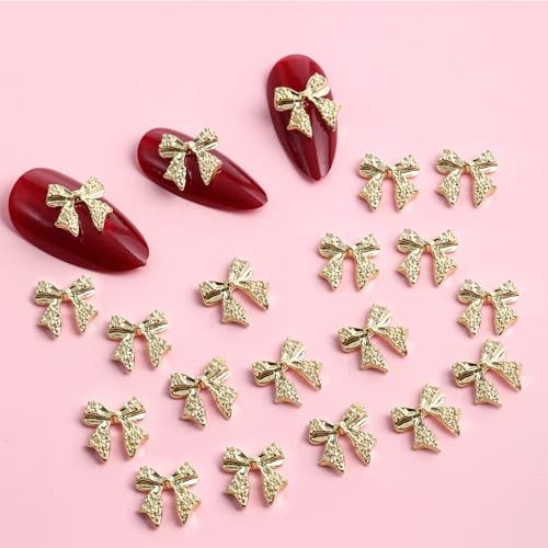 Pcs Gold Bow Nail Charms, 3D Alloy Nail Art Charms Plating Charm for Nails 20