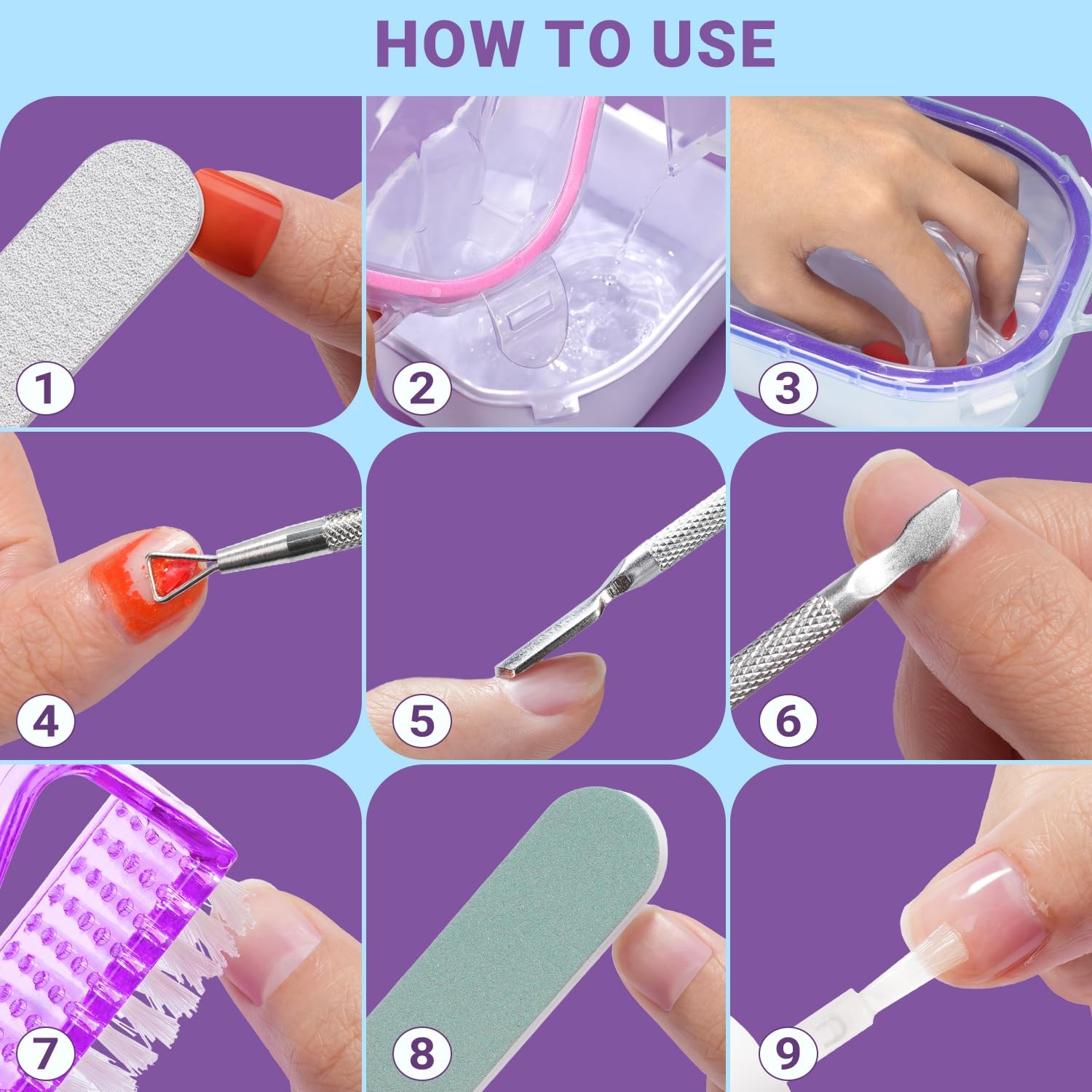TsMADDTs 12 pcs Nail Soaking Bowl Acetone Gel Polish Remover Pink and Purple