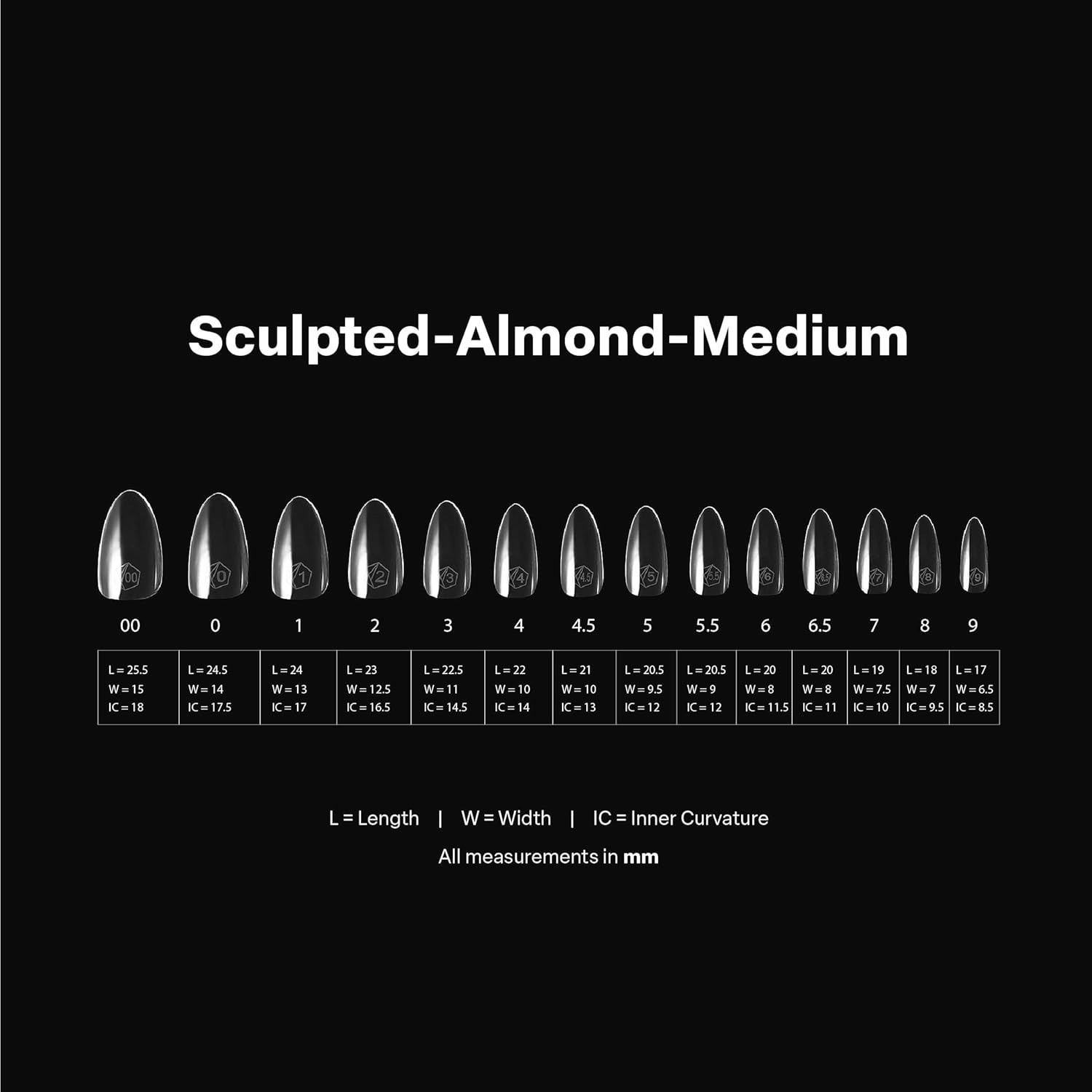 280 Gel-X Almond Nail Tips | Medium Sculpted Soft Tips with Half Sizes Included