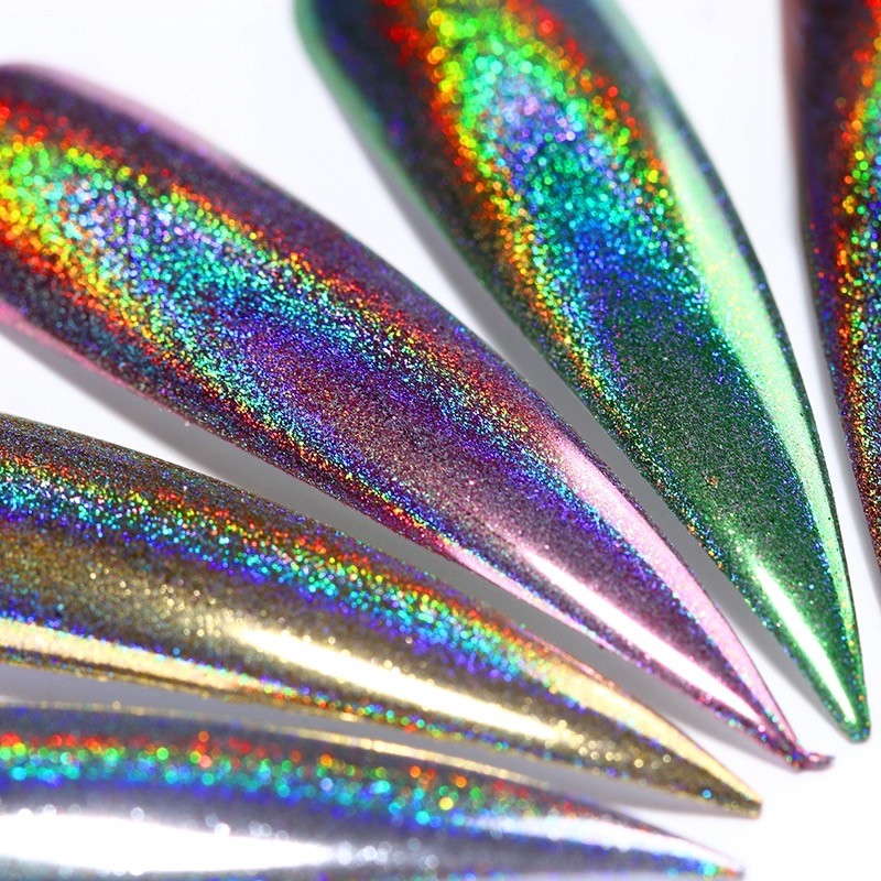 New 6 Colours Rainbow UNICORN Holographic Mirror Effect Powder Nail Art Pigment