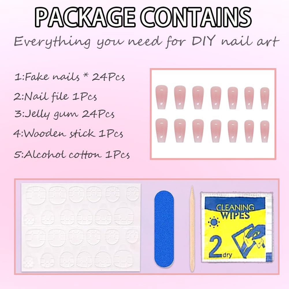 Hrnsnails Coffin Multiple Sizes (12 Sizes, 30 Pieces Total), Ombre&Glitter