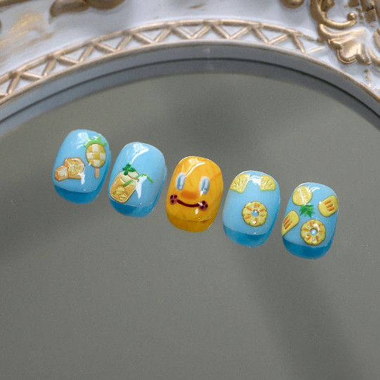 5D Pineapple Nail Art Stickers, Fruits Nail Decal, Embossed Nail Stickers (283）