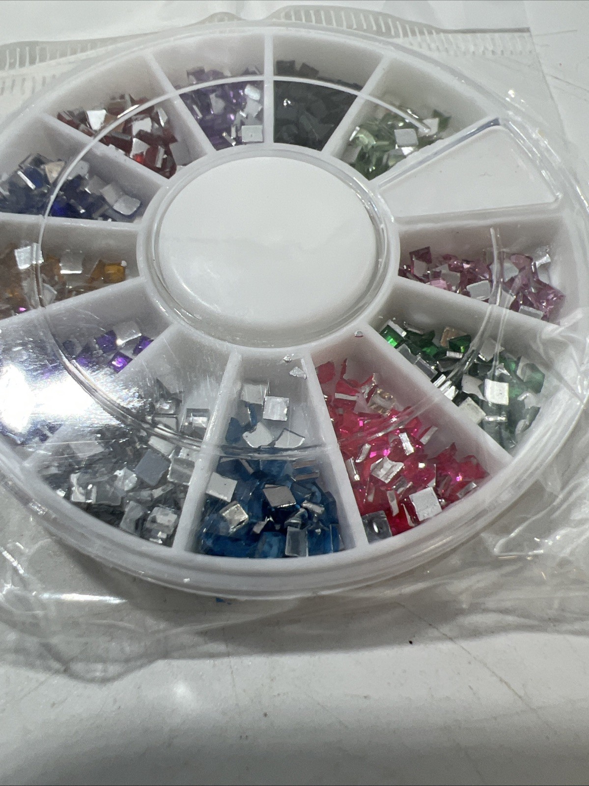 Lot Of 17 *NEW* Nail Art Rhinestones Moons Tear Drop Square Diamond Pearl Silver