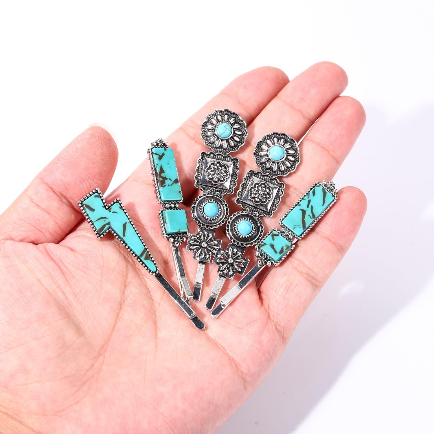 Hair Pin for Women Western Turquoise Clips 1 Count (Pack of 1), 12pcs