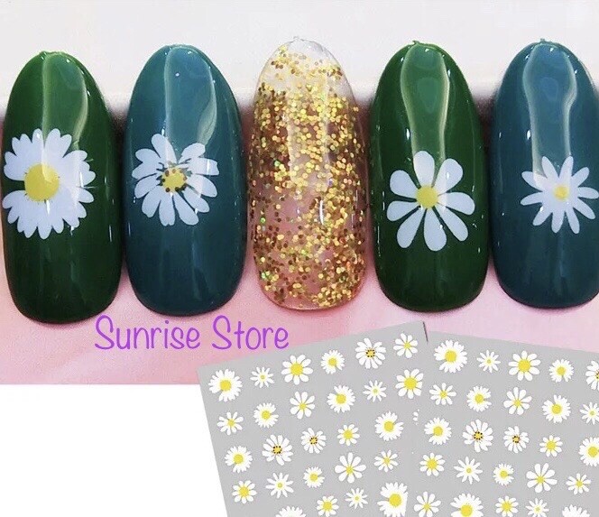 3D Nail Art Sticker Daisy Flower Floral Decals Manicure Peel & Stick DIY