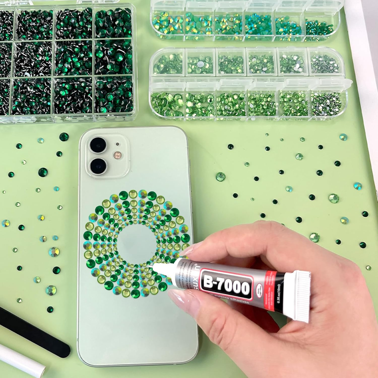 Green Resin Rhinestones for Crafting, 2Mm-6Mm Mixed Flatback Resin Gemstones for