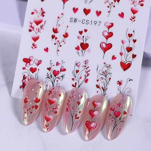 Valentine’s Day Nail Art Stickers Decals Red Love Tree Valentine’s Day Style5