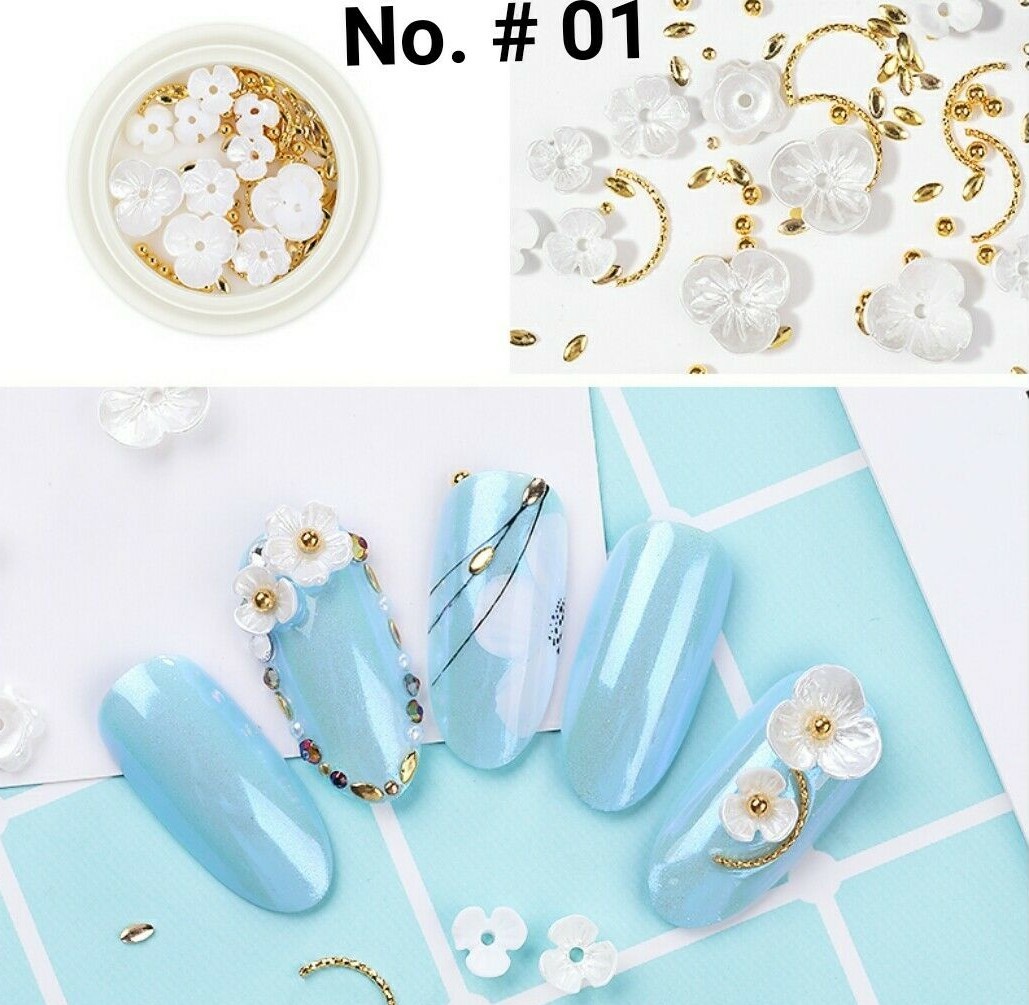 Nail Art 3D Rose Flower Shell Jewelry Gems Mix Nail Art Decoration – Jargod