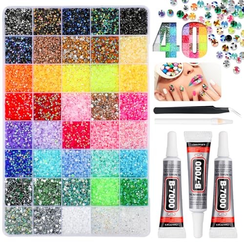 Bedazzling Kit with 41000Pcs Rhinestones, Jelly Rhinestones for Bedazzling, 40