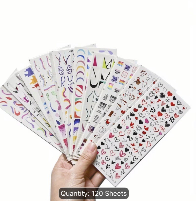 3D Nail Sticker Decal 120 Design Lot Nail Art Adhesive DIY Design Decor US Stock