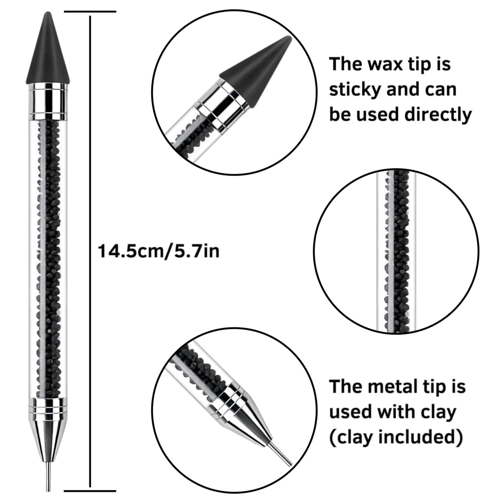 Rhinestone Picker Tool, 2 Pack Rhinestone Pen Bedazzling Pen with Tweezer