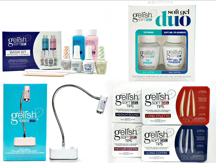 Harmony Gelish SOFT GEL -Tip Primer/Tip Adhesive/Duo/Tips/Kit/Lamp .5oz Pick Any