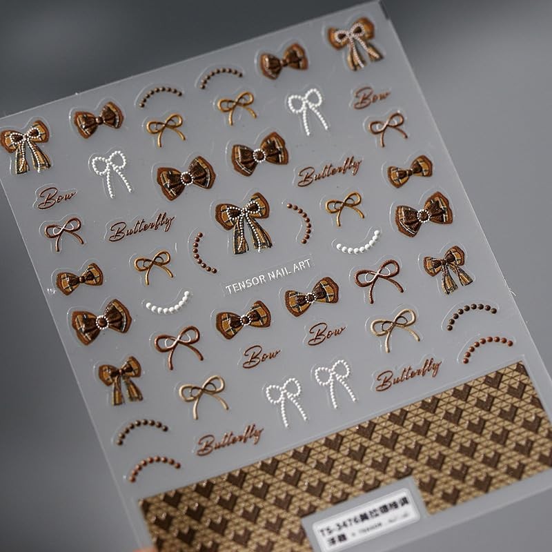 Bow Nail Stickers 5D Embossed Art Decals Self-Adhesive Stickers Accessories