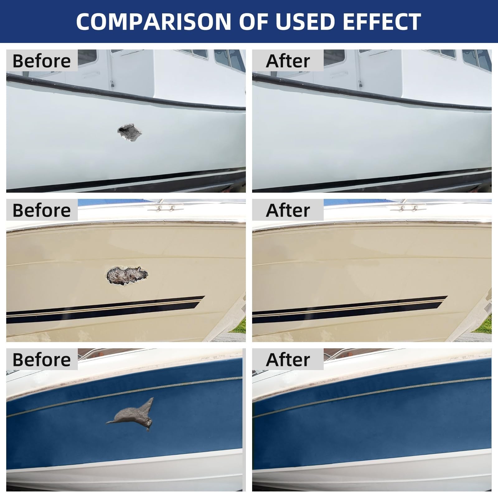 Globalcom Fiberglass Boat Repair Kit, (Color Match) Gel Coat Repair Kit for B…