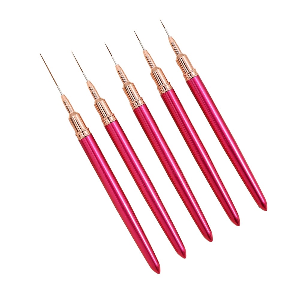 5PCS 7/9/11/15/25mm Nail Liner Brush Set UV Gel Nail Brushes Kits French5866