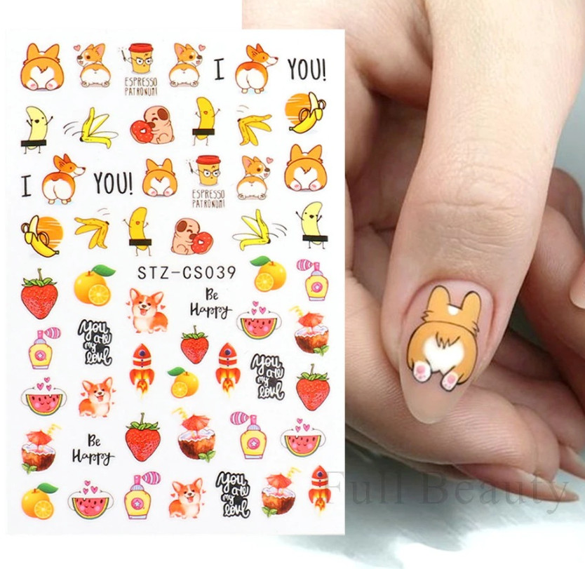 8Pcs Beauty Nail Art Sticker Decal Design Fruit Kiwi Watermelon Strawberry NS39