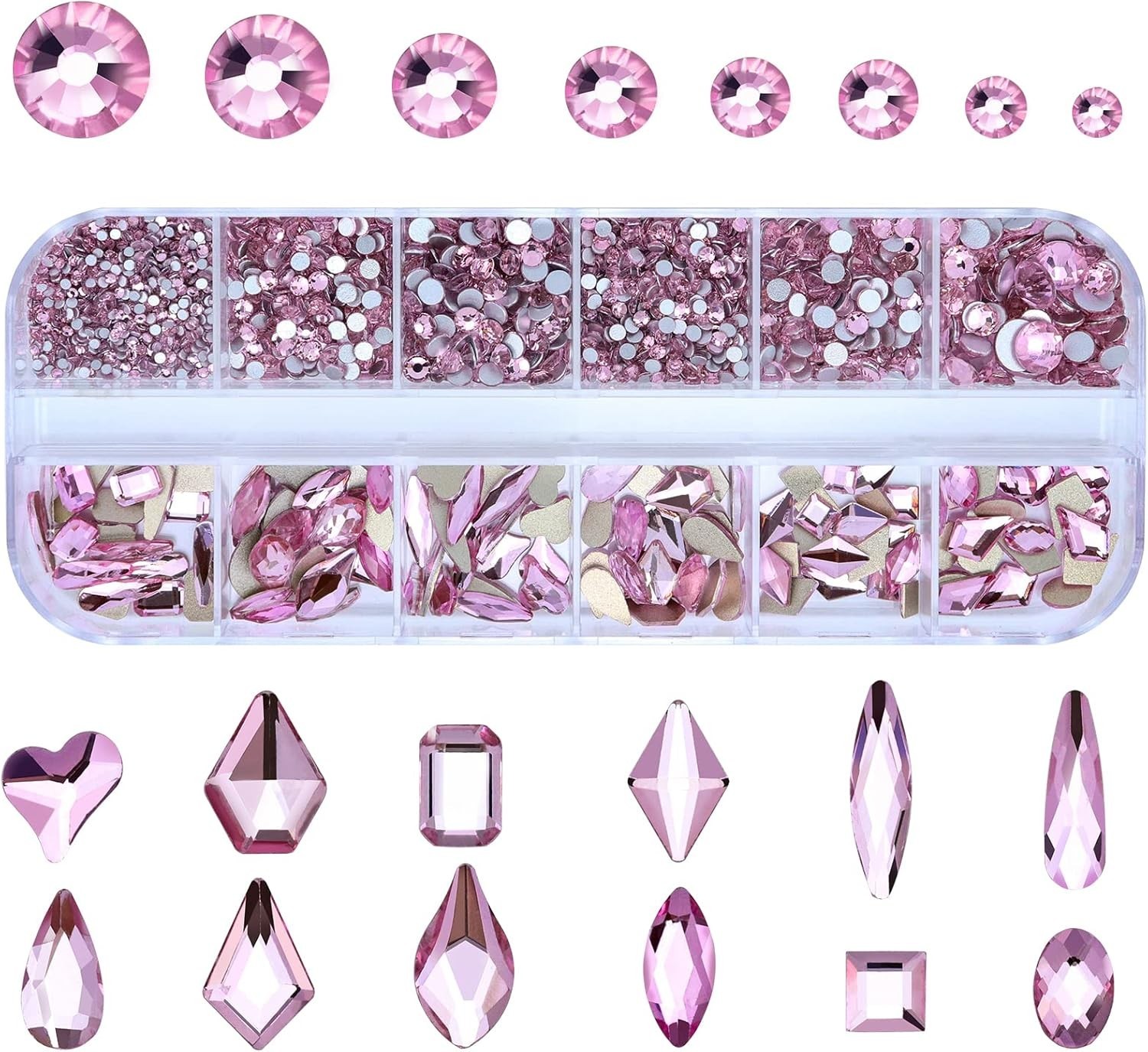 3200PCS Nail Art Rhinestones, Crystal Clear Flatback Rhinestones for Nails, Craf