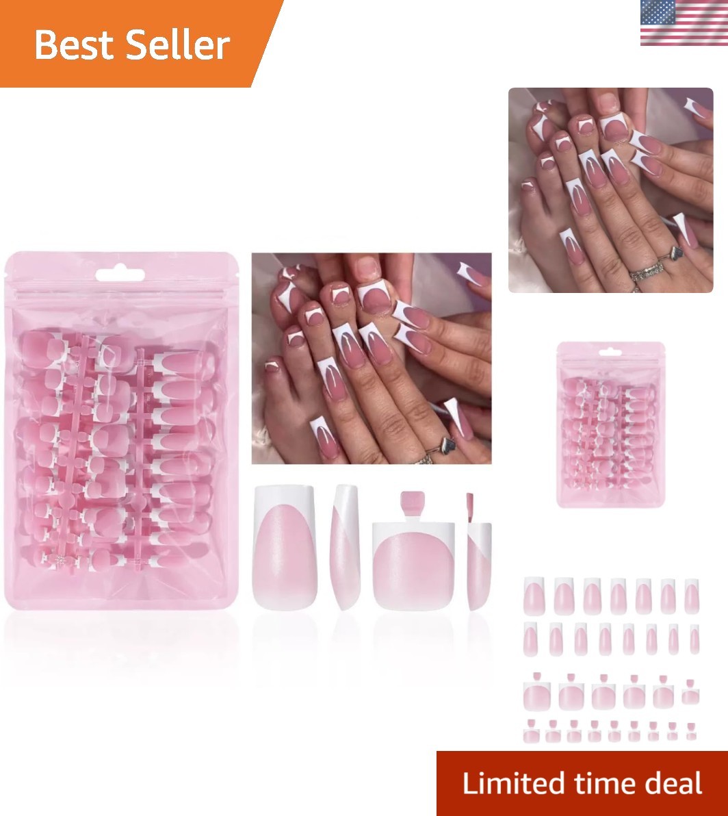Elegant 60 Pcs French Tip Press on Nails – Complete Nail Art Kit for Easy Use