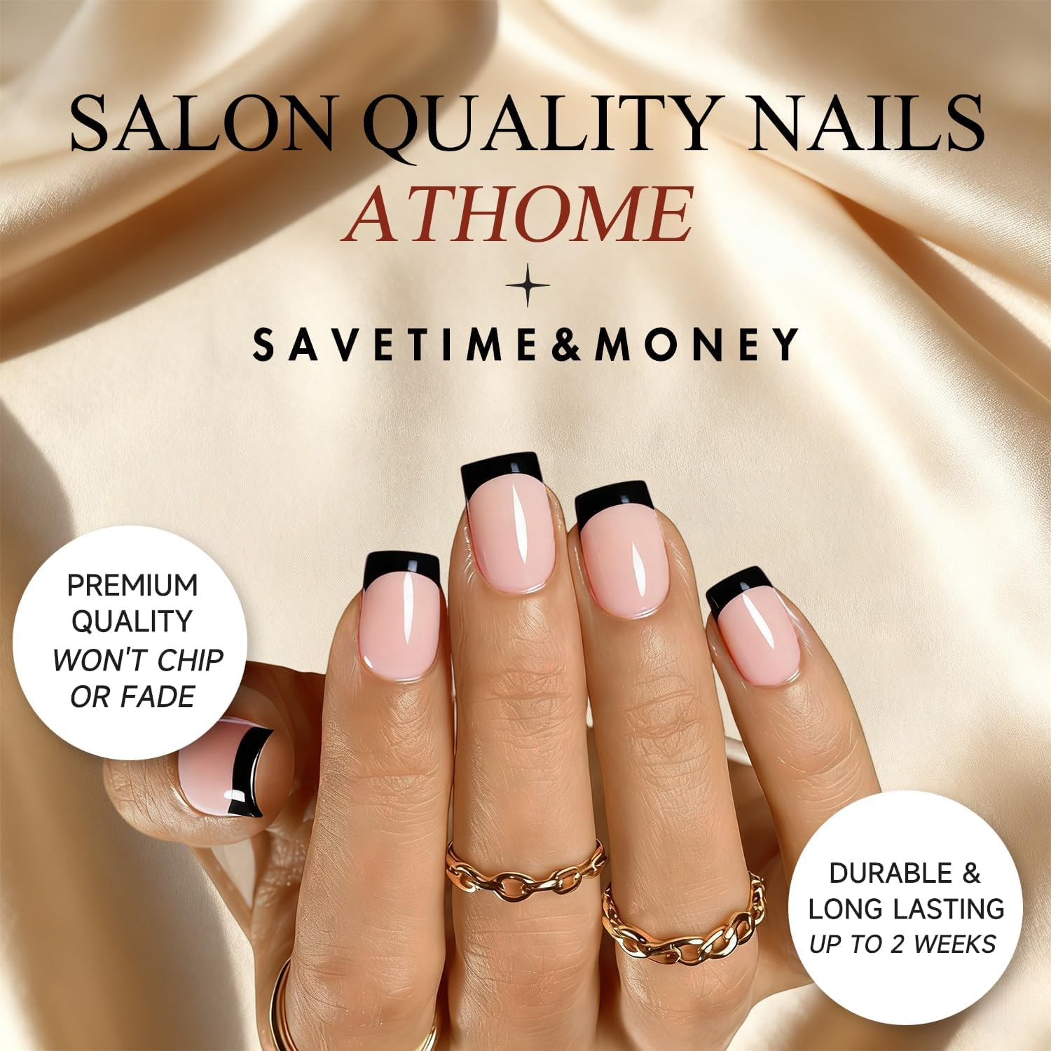 French Tip Press on Nails Short Square, Lime Green French Tip Nails with Natural