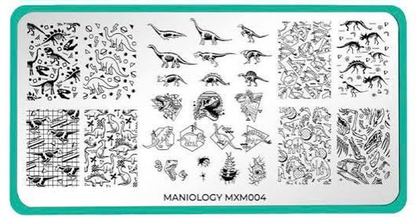 Maniology Lonely Nail Stamping Plate – MXM004 Dinosaurs New w/ sleeve
