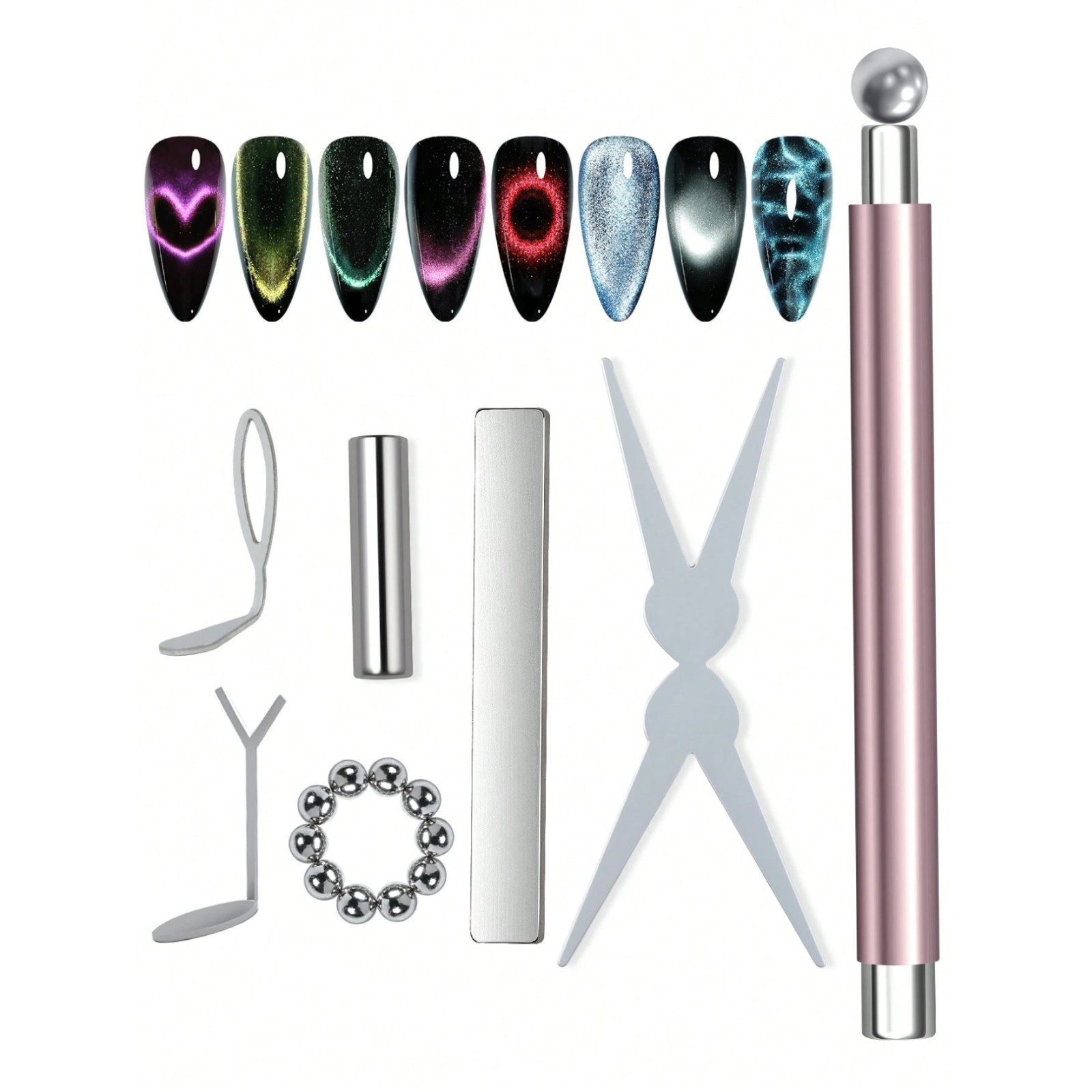 Nails Gel Polish Cat Eye Magnets 7pc French Nail Art Supplies Magnet Stick Nails