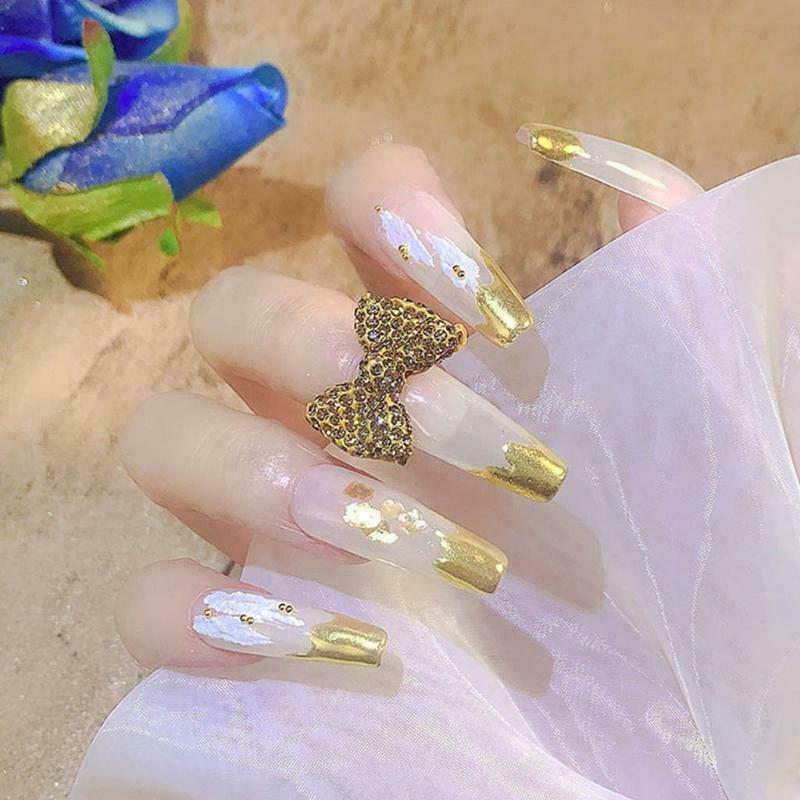 1Pc 3D Bow Knot Nail Charms Glitter Metal Manicure Accessories Nail Art Decor