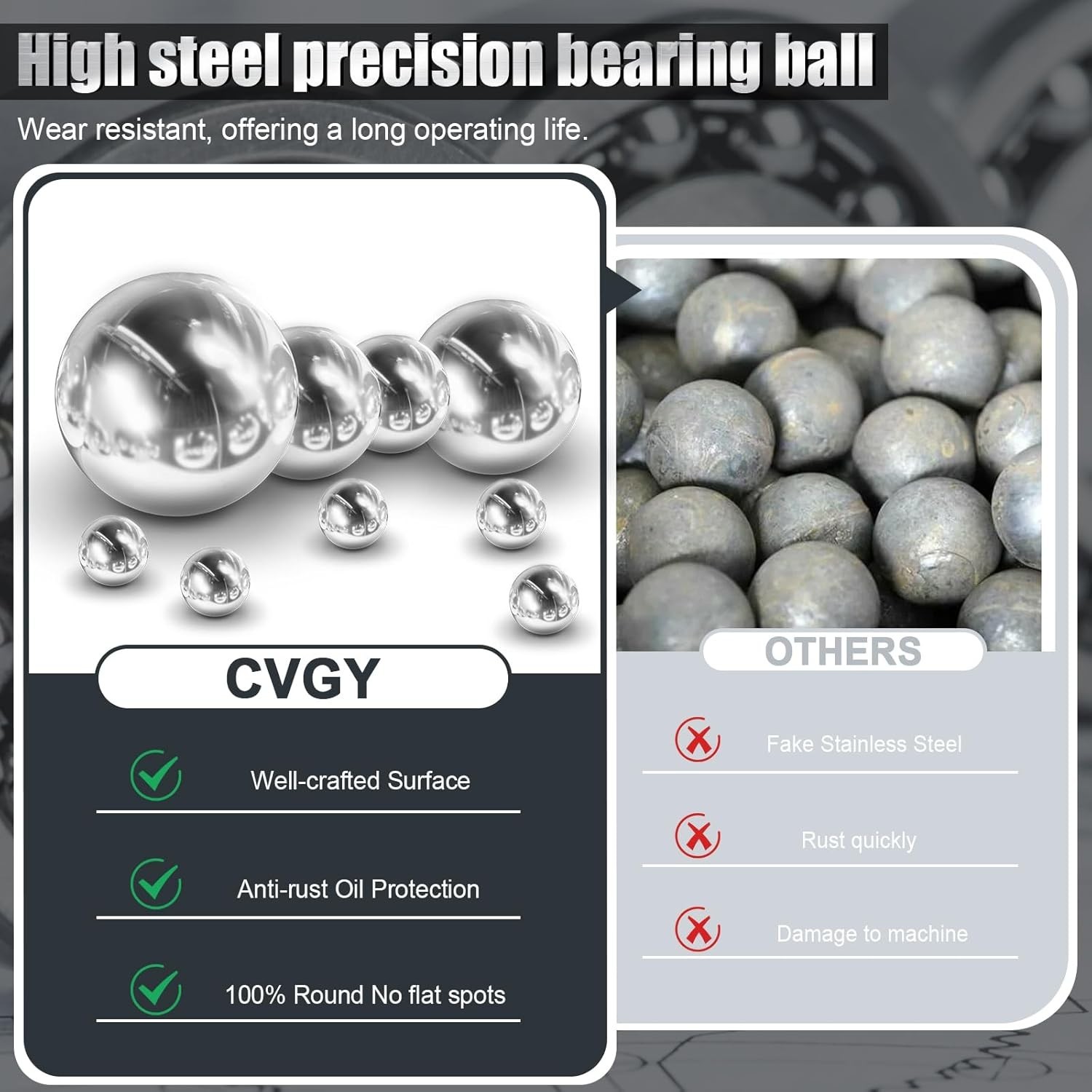 6pcs 2”inch Chrome Steel Bearing Balls 51mm Steel Balls Precision Bearing Bu…