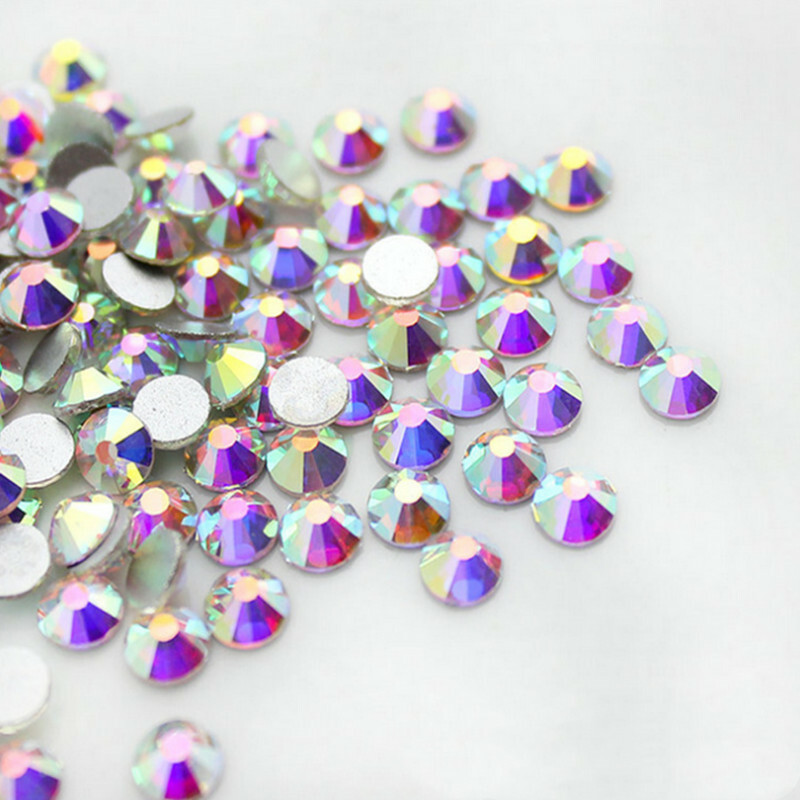 1440pcs Crystal AB Rhinestones FlatBack Glitter Diamond Gems 3D Nail Art Decor